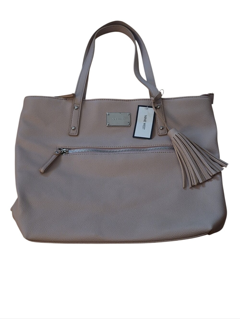 Nine West Tan/Light Salmon Large Tote Bag with Tassel NWT